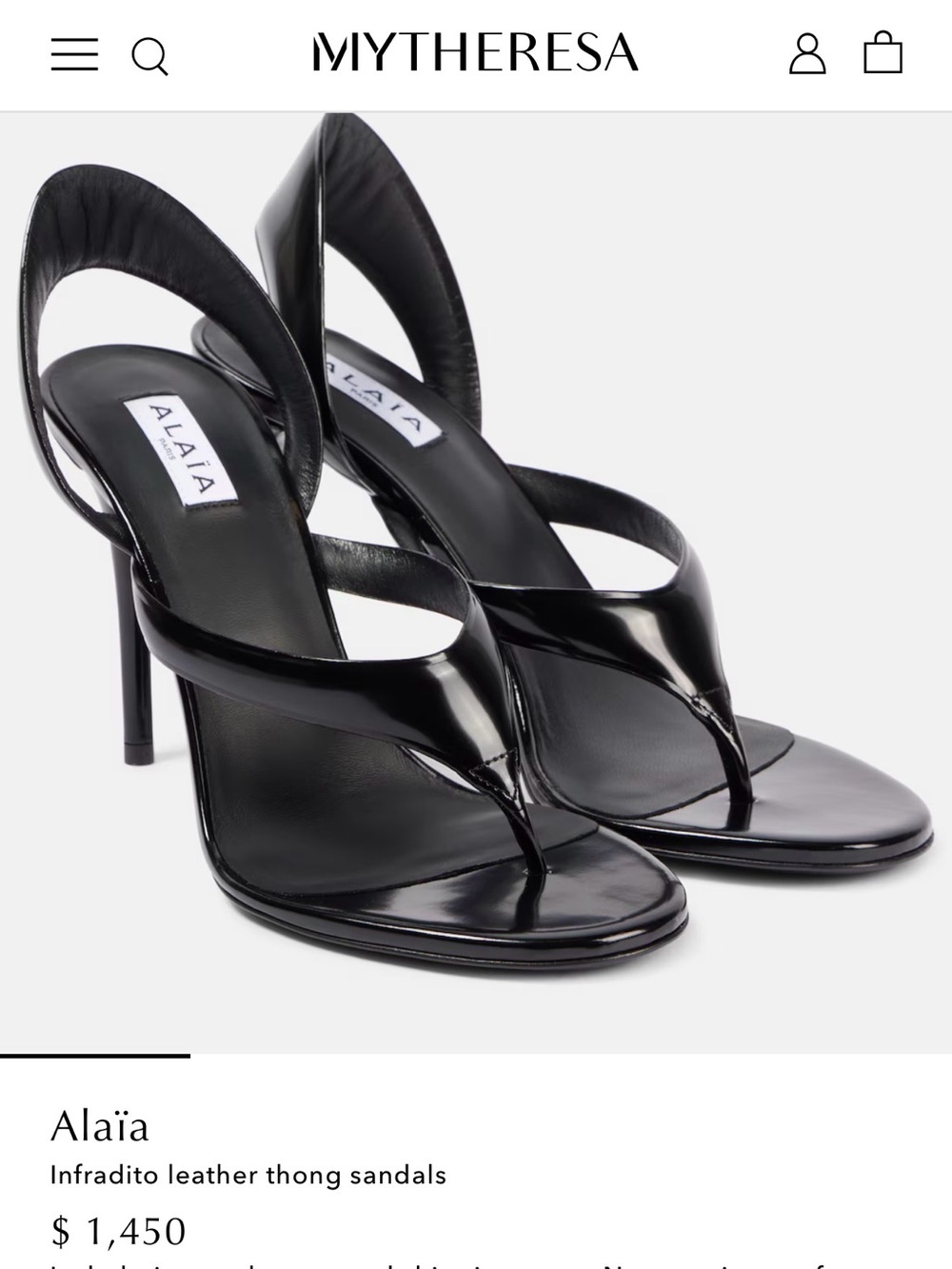 Alaïa Black Patent Thong Sandal Heels - Picture 5 of 7